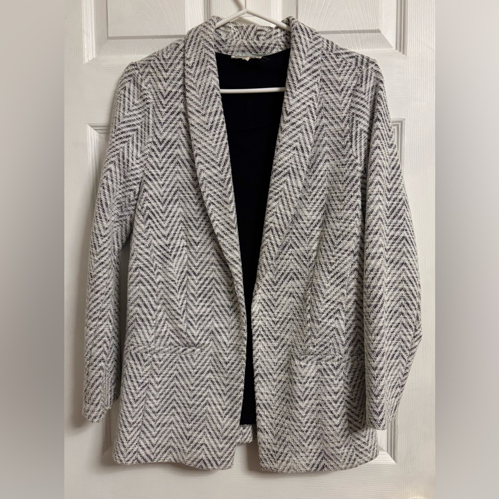 Women's Black and White Herringbone Blazer